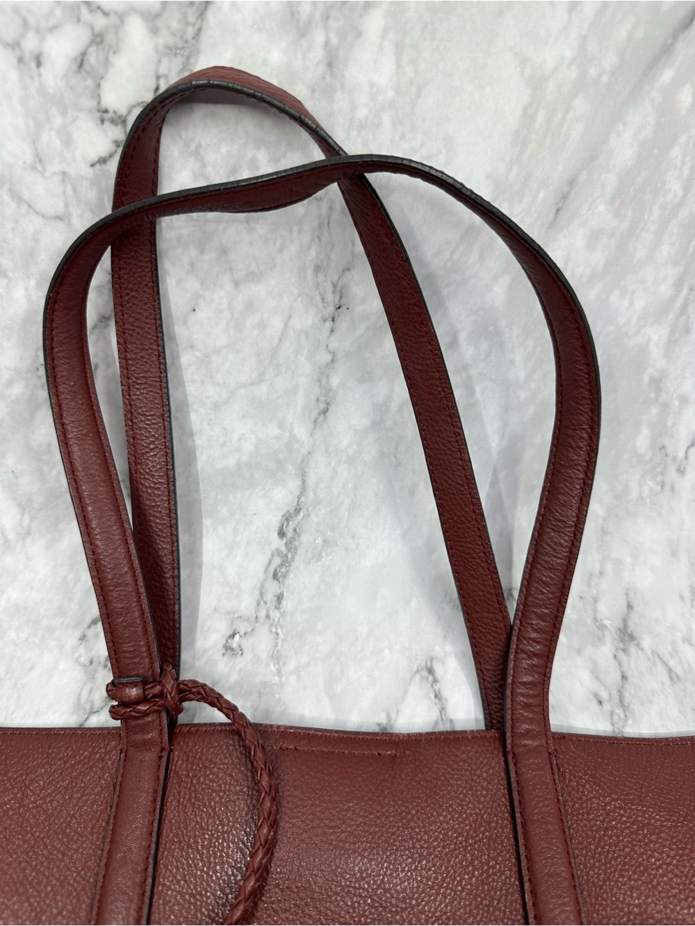 Cole Haan Rust Brown Leather Tote with Tassel - Picture 4 of 12